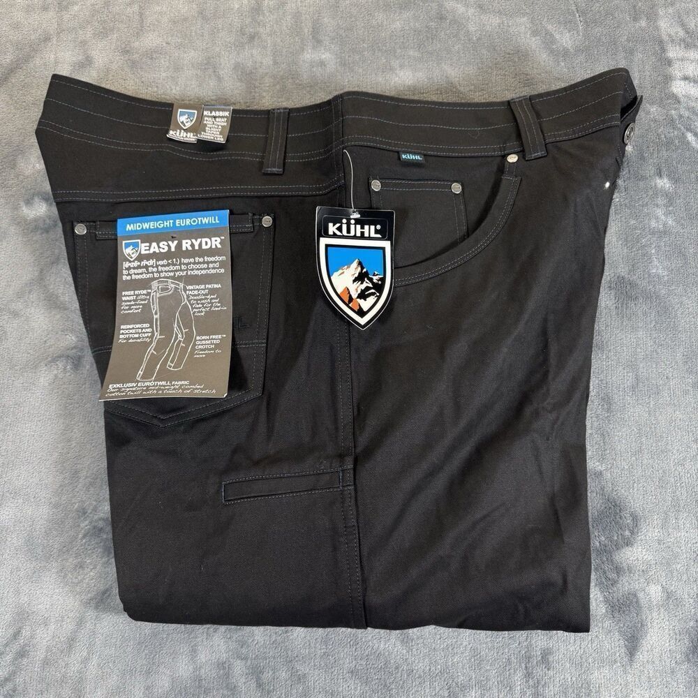 NWT Kuhl Sz 42/32 Easy RYDR Pants Men's Mid Weight Euro Twill Black Ryder Kühl - Picture 2 of 16